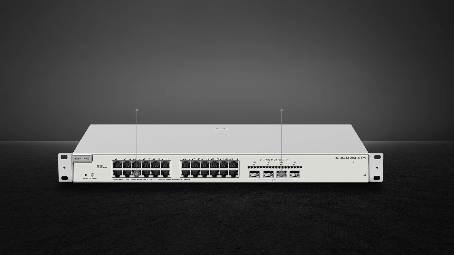 Ruijie RG-NBS3200-24GT4XS-P PoE++ switch — used in LUDUS Sports Complex project