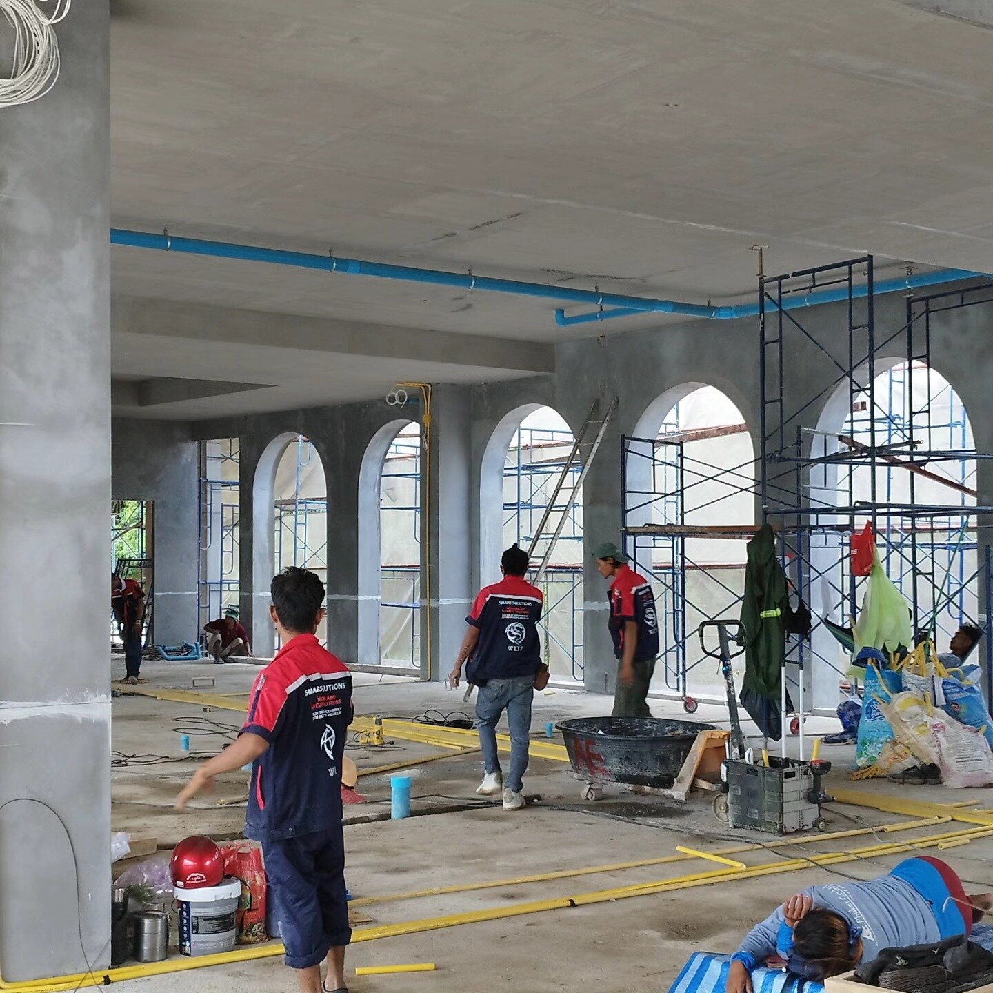 Cable trays in a large restaurant in Phuket
