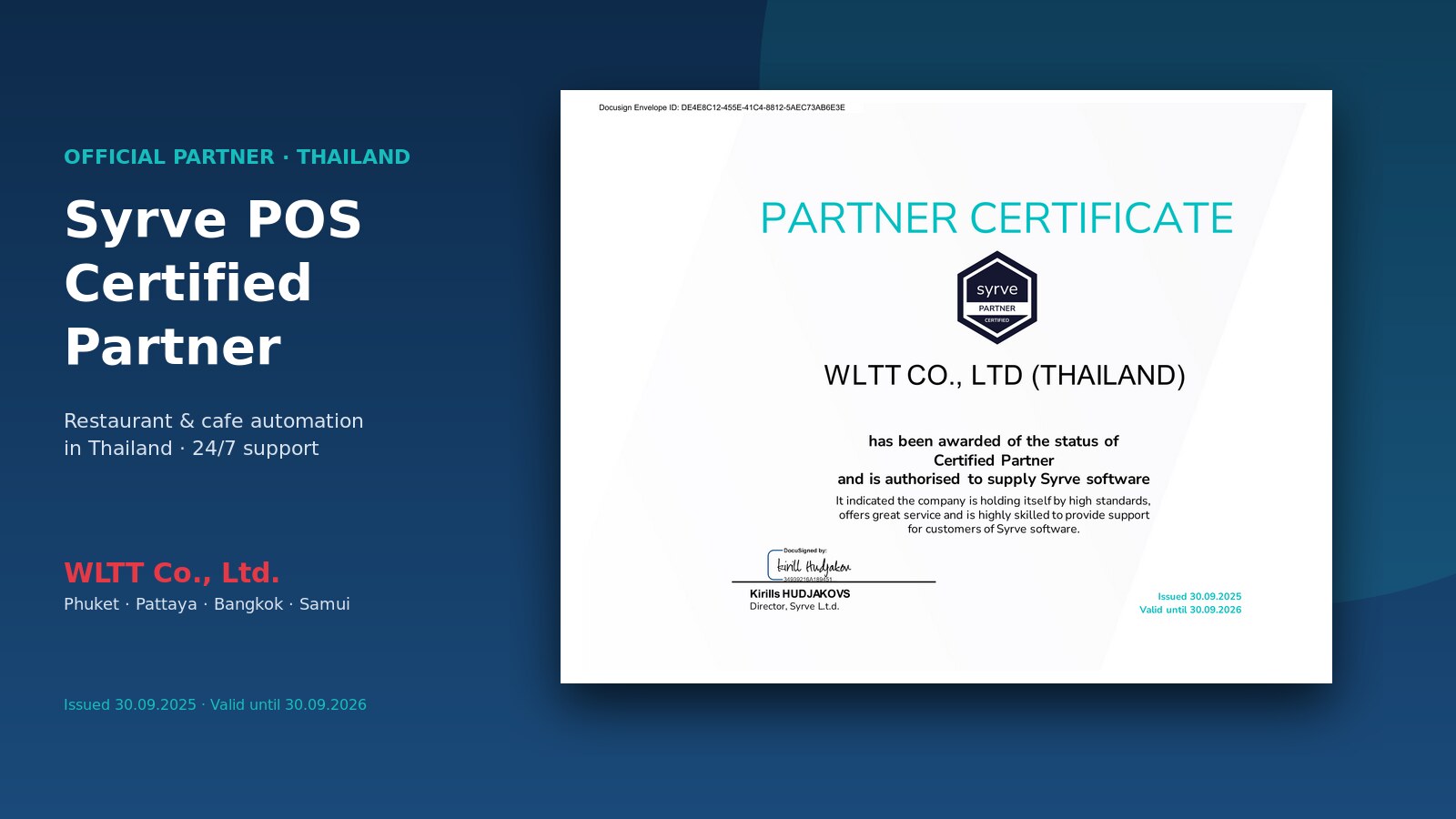 WLTT — Certified Syrve Partner in Thailand: trusted POS for restaurants and cafés